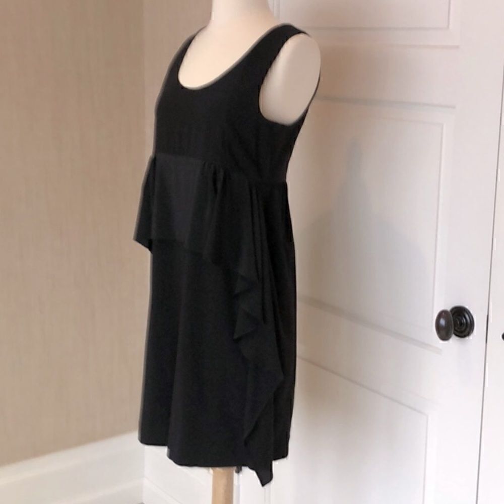 MiuMiu L Black tank dress, silk ruffle detail